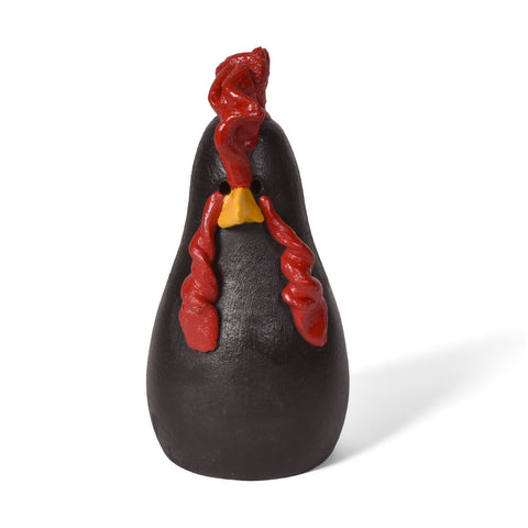 PotTerre Raku Pottery Small Chicken Figurine, Handmade in The USA, Black