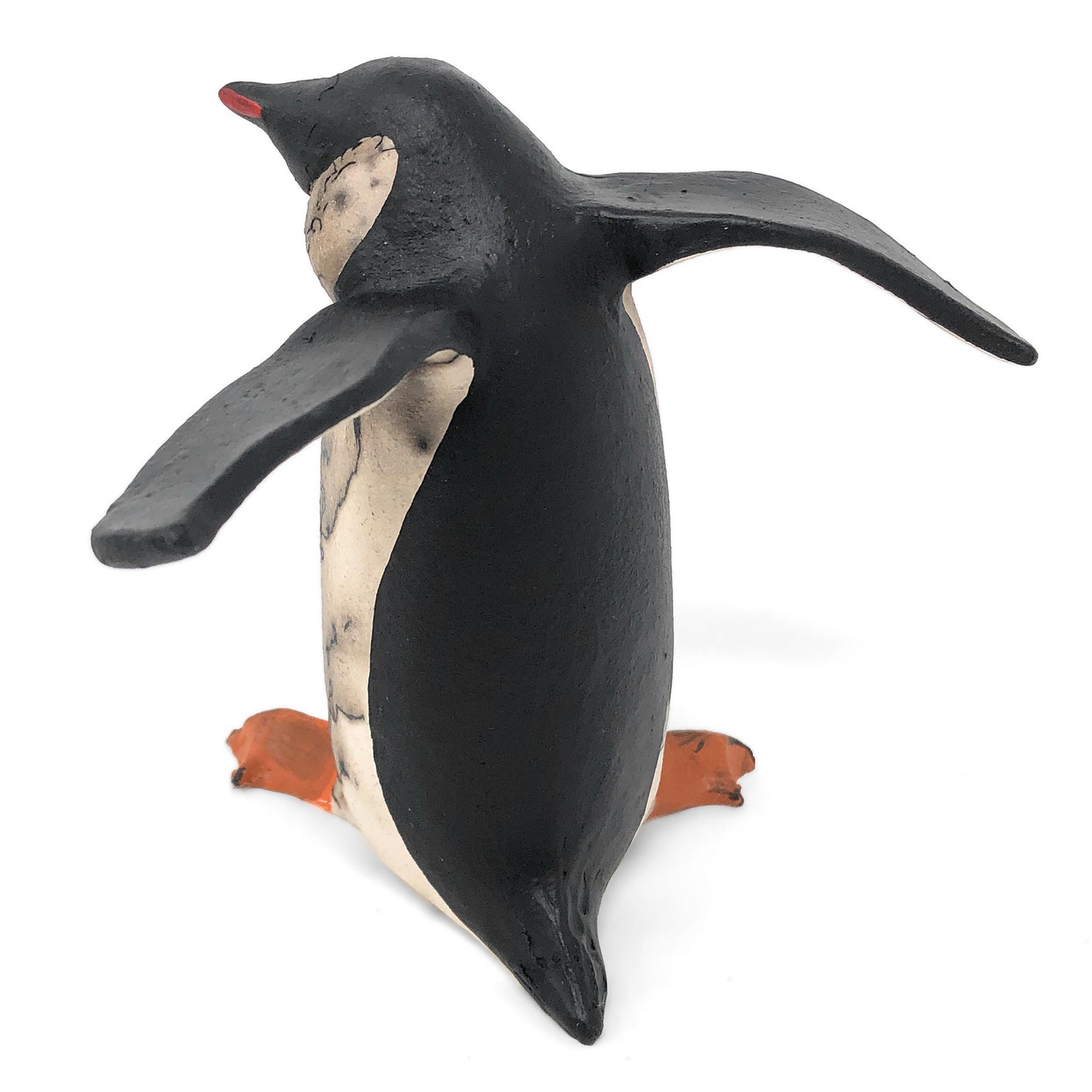 PotTerre Penguin Raku Horsehair Pottery Figurine, Sassy