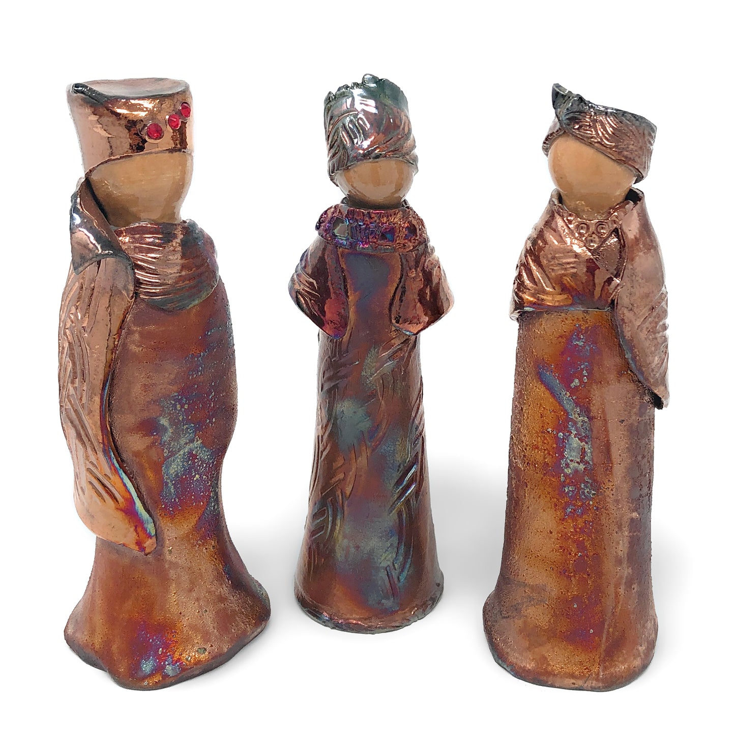 PotTerre Raku Pottery 3-piece Magi Nativity Set