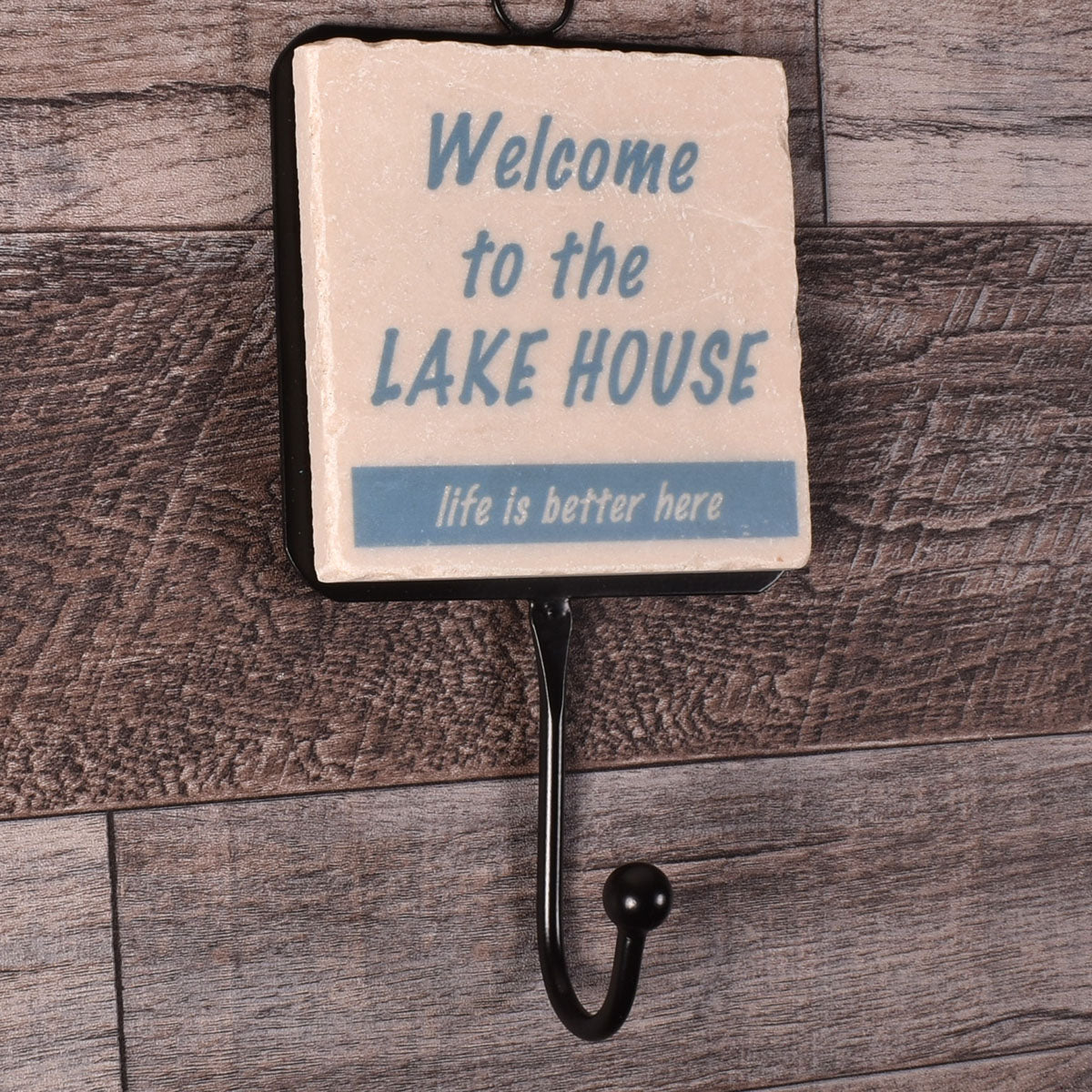 Welcome to the Lake House Tumbled Marble Towel and Robe Hook