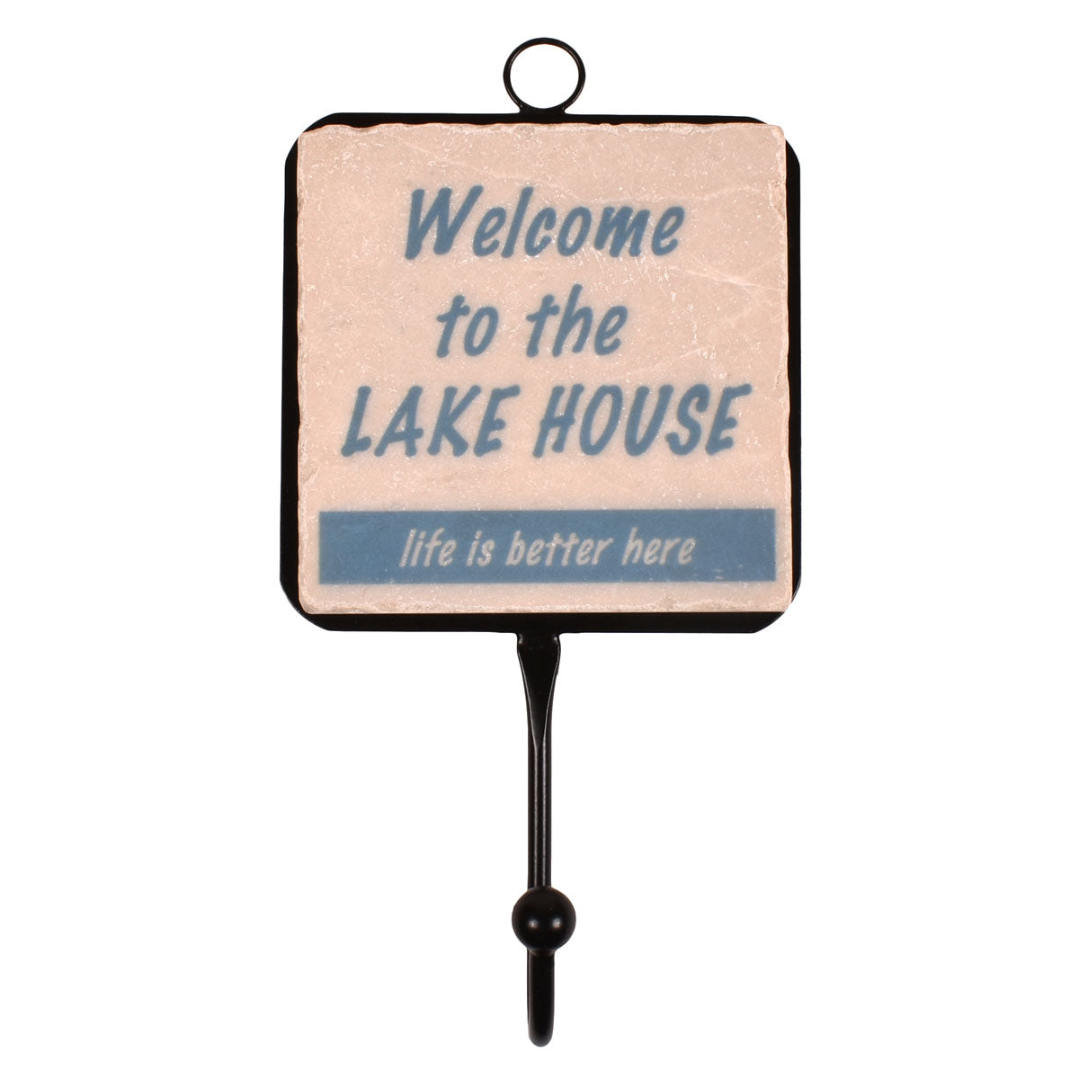 Welcome to the Lake House Tumbled Marble Towel and Robe Hook