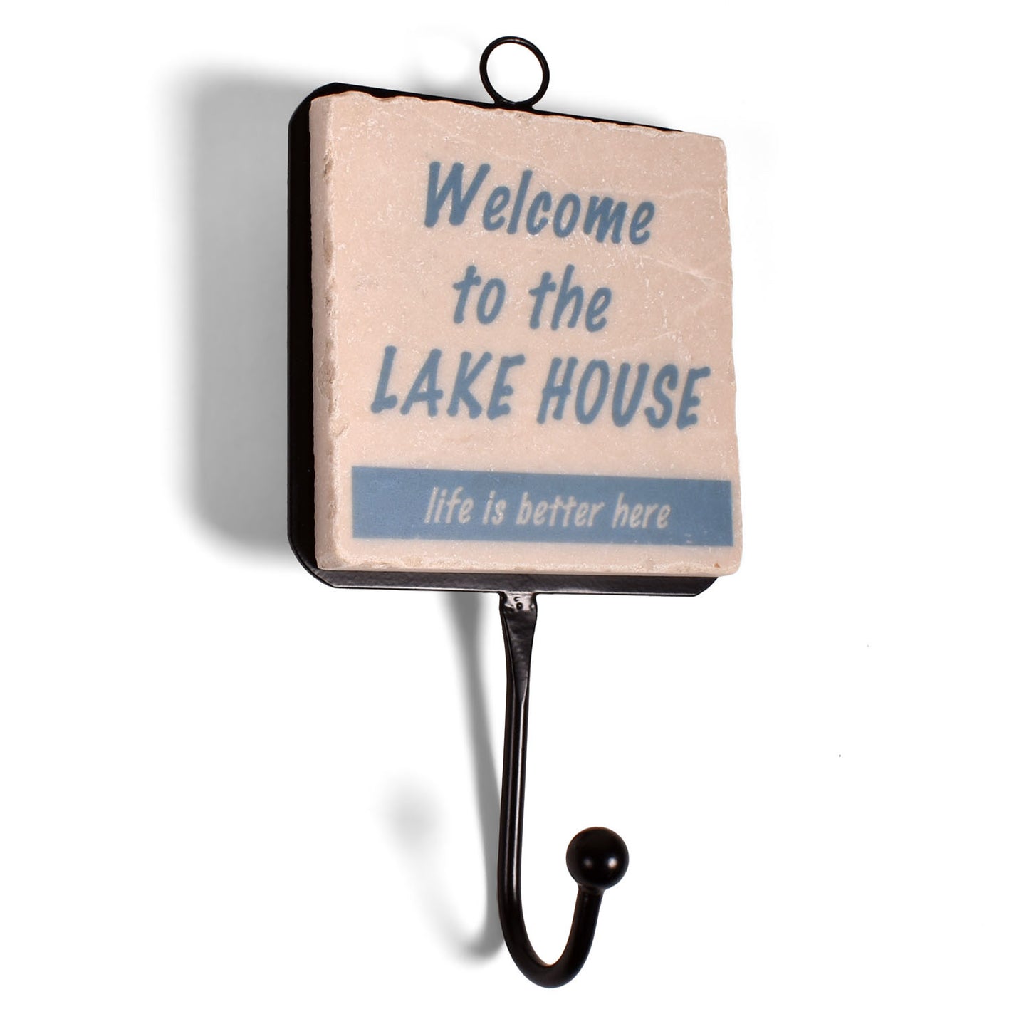 Welcome to the Lake House Tumbled Marble Towel and Robe Hook