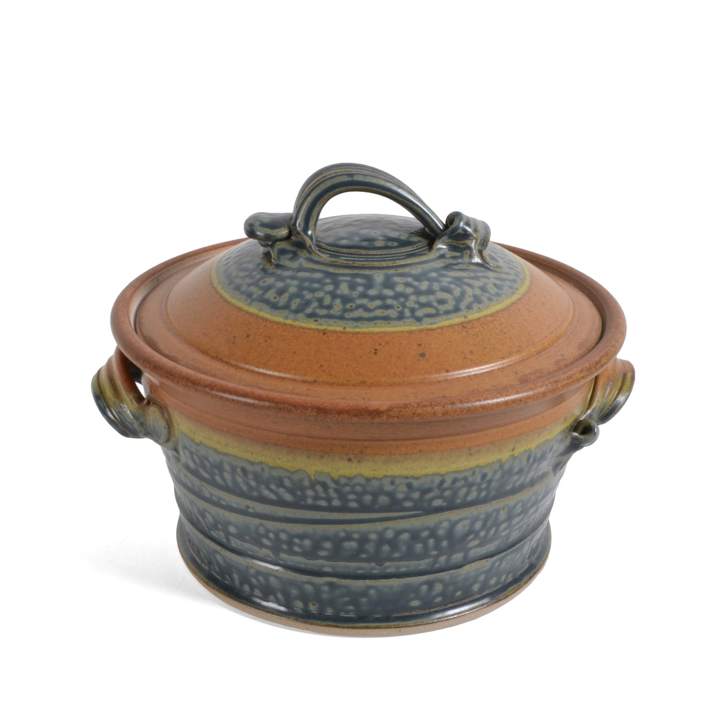 Royce Yoder Pottery 1.5-Quart Covered Casserole Dish, Tan/Ash