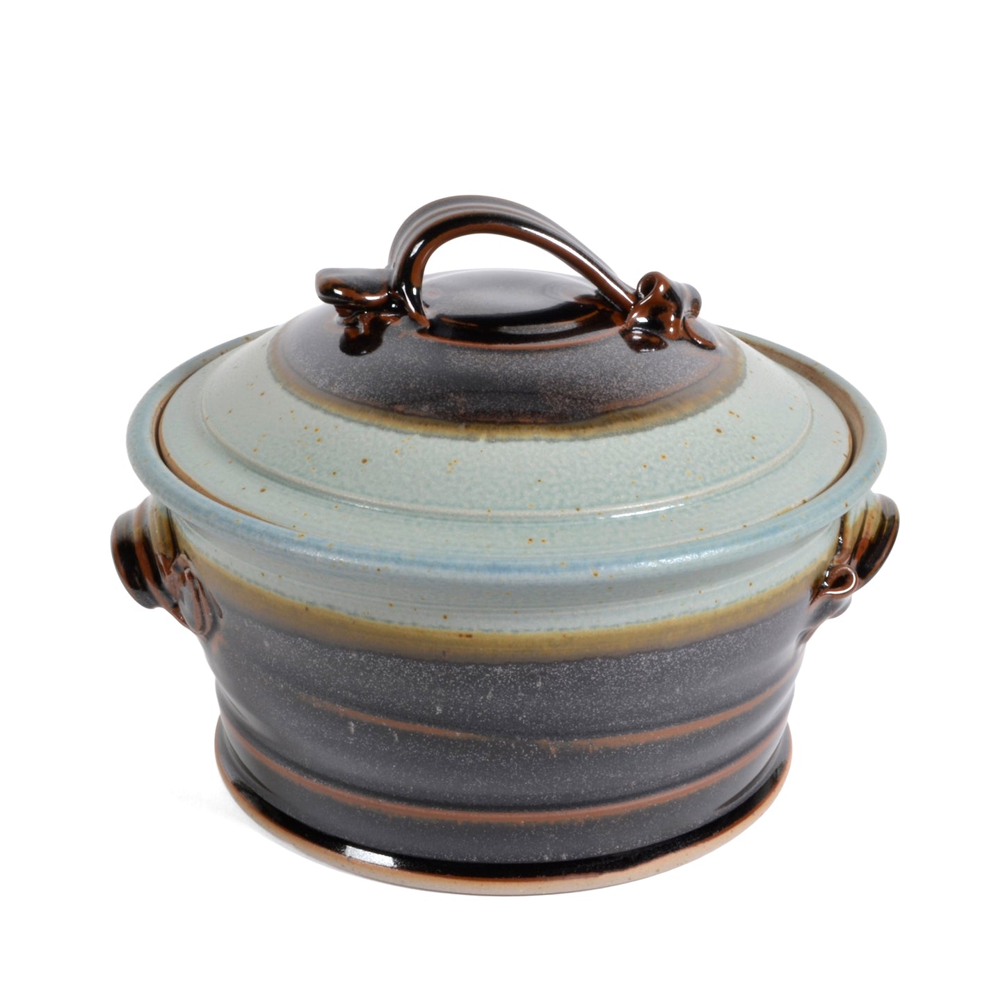 Royce Yoder Pottery 1.5-Quart Covered Casserole Dish, Tan/Ash