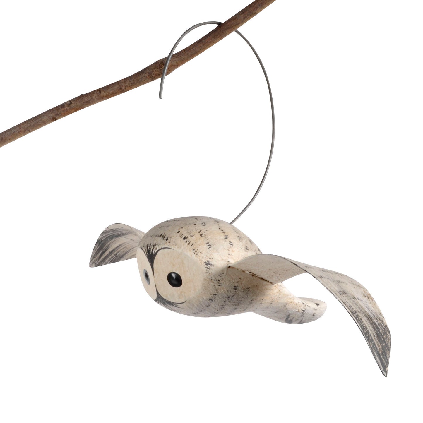 The Painted Bird by Richard Morgan Carved Snowy Owl Ornament Side View