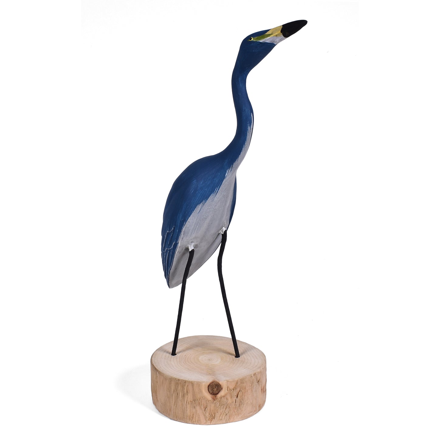 The Painted Bird by Richard Morgan Carved Blue Heron Figurine, Hunting Erect Pose