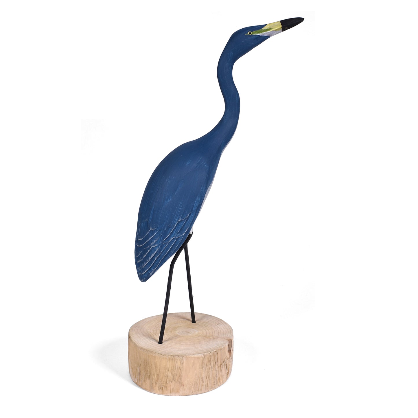 The Painted Bird by Richard Morgan Carved Blue Heron Figurine, Hunting Erect Pose