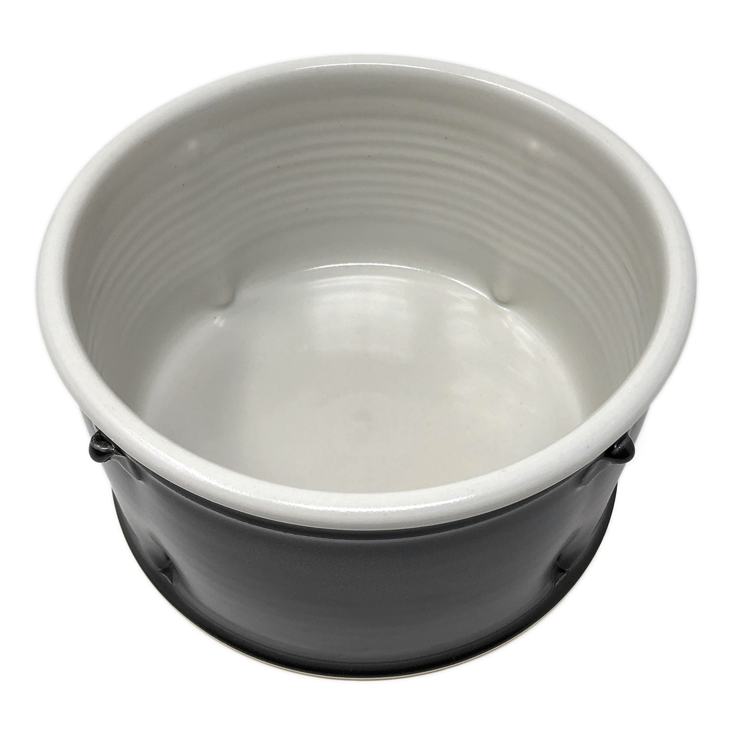 Royce Yoder Pottery 2-Quart Straight Sided Bowl, Souffle, Casserole Dish, Black/White