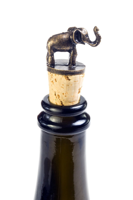Elephant Antique Brass and Cork Bottle Stopper