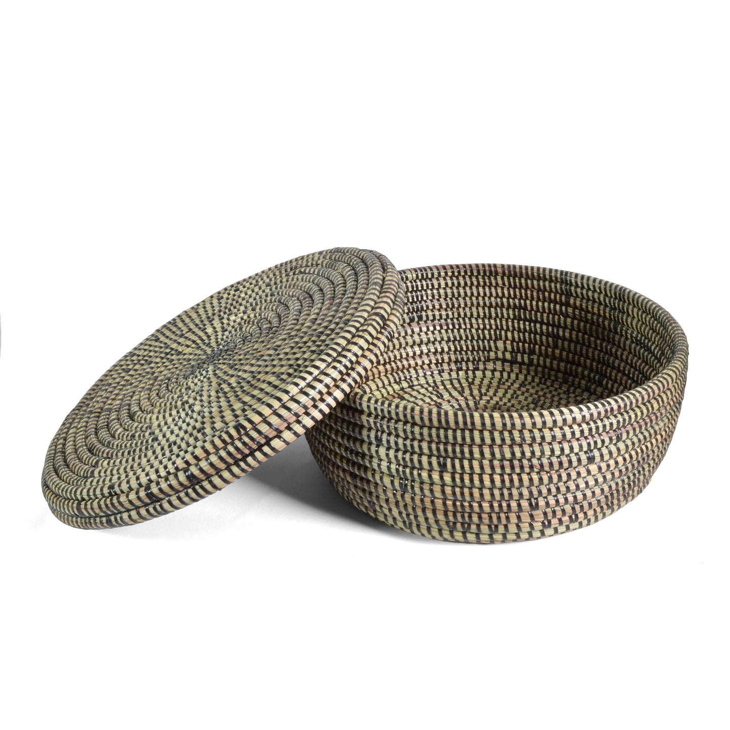 Fair Trade Hand Woven 11" Lidded Storage Basket, Black - The Barrington Garage