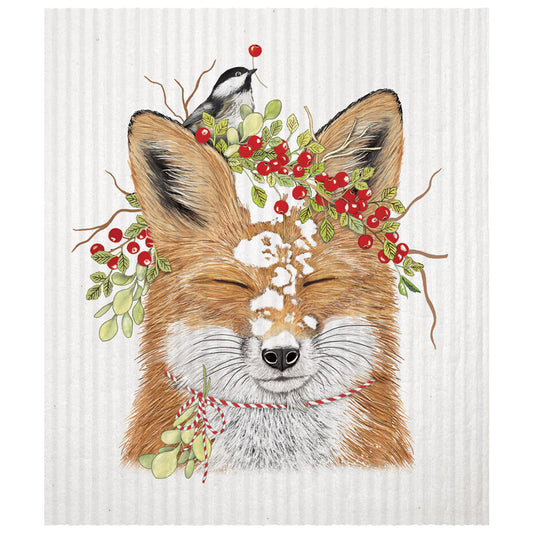 Mary Lake-Thompson Winterberry Fox Sponge Cloth, Eco-Friendly, Machine Washable