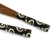 Twisted Olive Wood Salad Serving Set with Bone Handles - The Barrington Garage