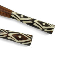 Twisted Olive Wood Salad Serving Set with Bone Handles - The Barrington Garage