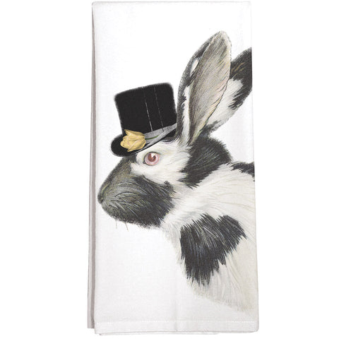 Montgomery Street Bunny with Hat Cotton Flour Sack Dish Towel