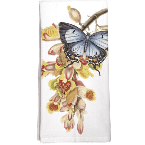 Montgomery Street Butterfly and Orchids Cotton Flour Sack Dish Towel
