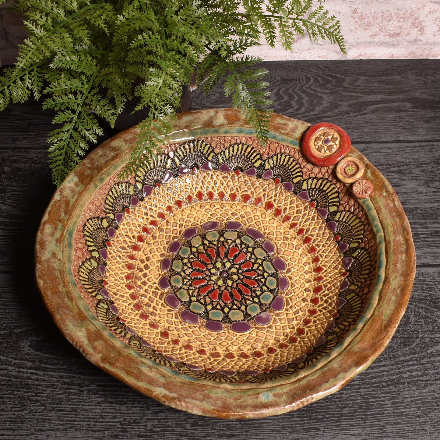 Cori's Kaleidoscope 12" Round Bowl by Laurie Pollpeter Eskenazi, Handmade American Pottery