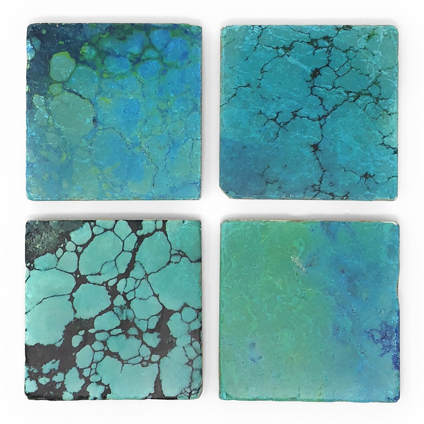 Studio Vertu Turquoise Print Tumbled Marble Coasters, Set of 4