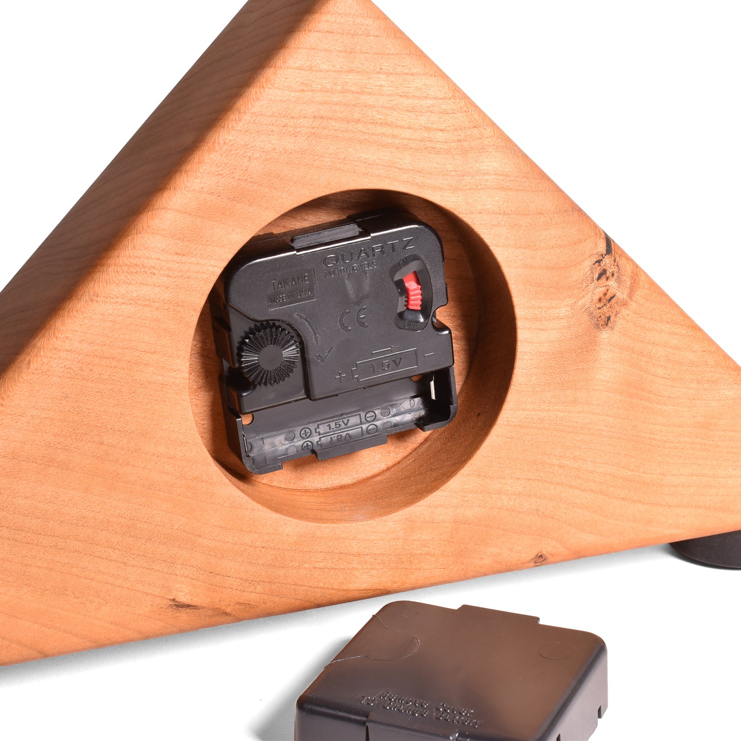 Sabbath-Day Woods Modern Triangles 11-1/2-inch Mantel Clock, Cherry and Black