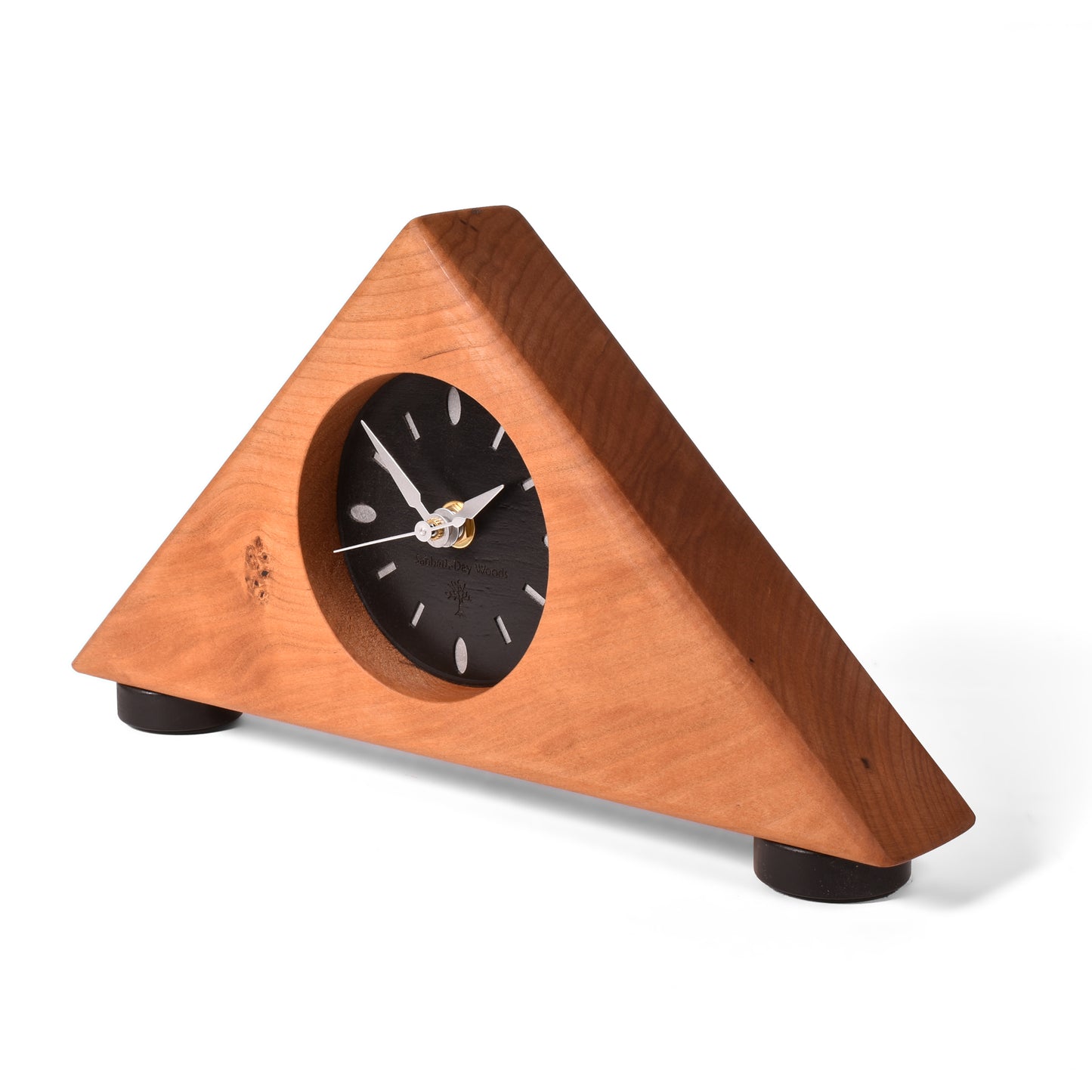 Sabbath-Day Woods Modern Triangles 11-1/2-inch Mantel Clock, Cherry and Black