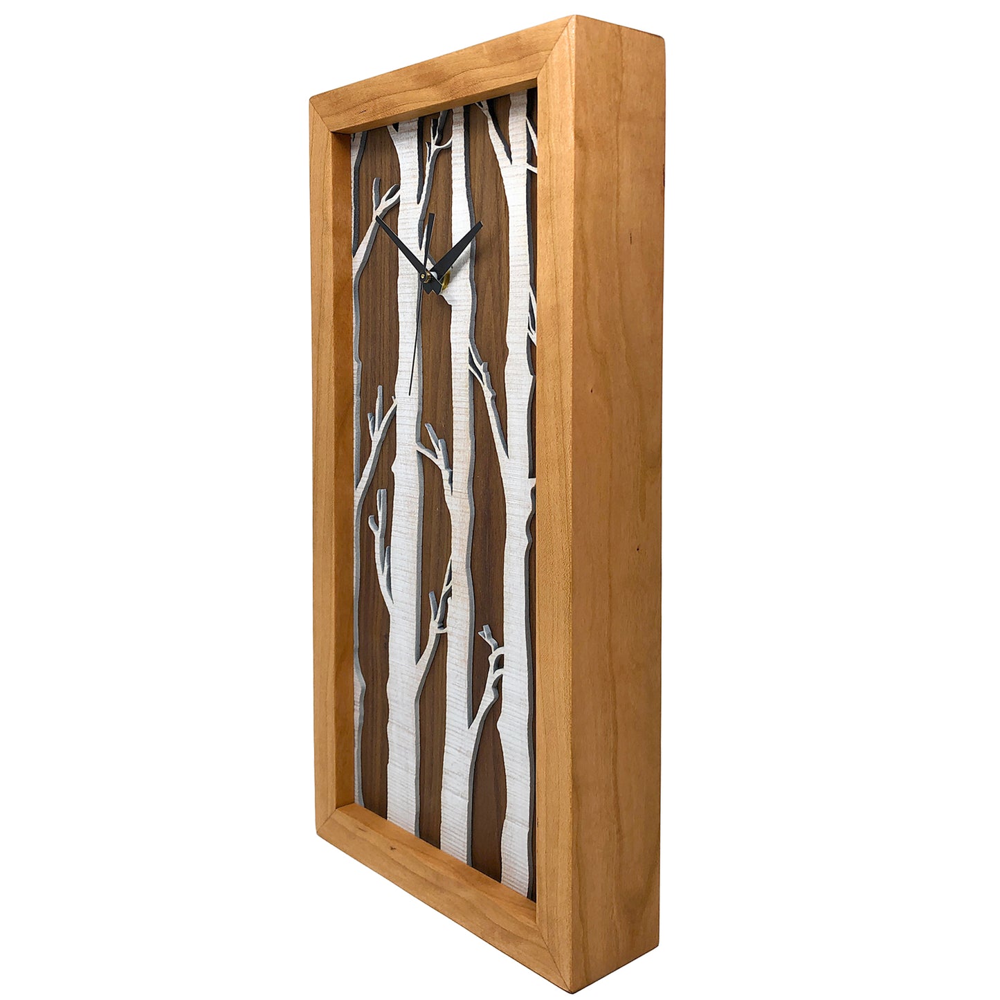 Sabbath-Day Woods White Birches Tall Cherry Box Clock