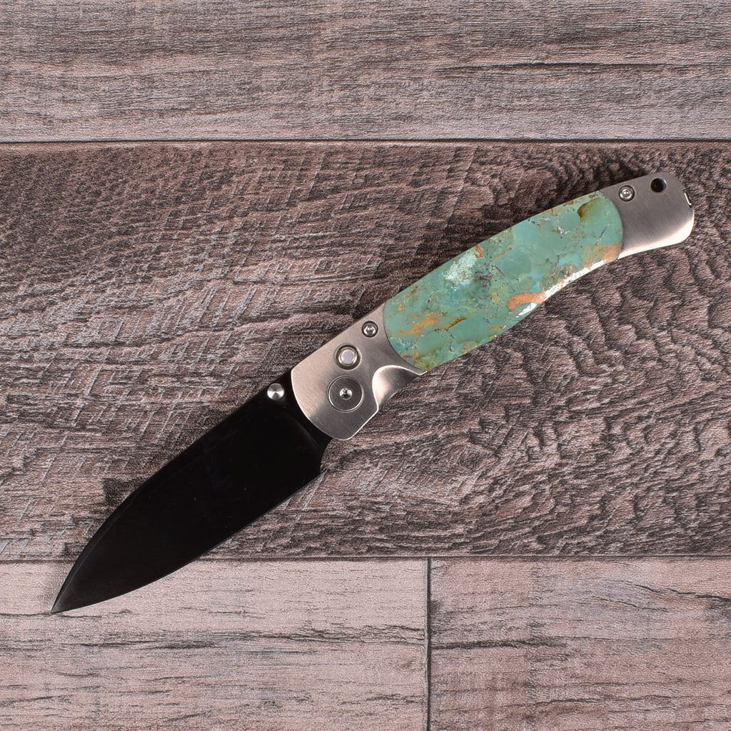 El Rey Solid Blue Kingman Turquoise Knife w Black DLC