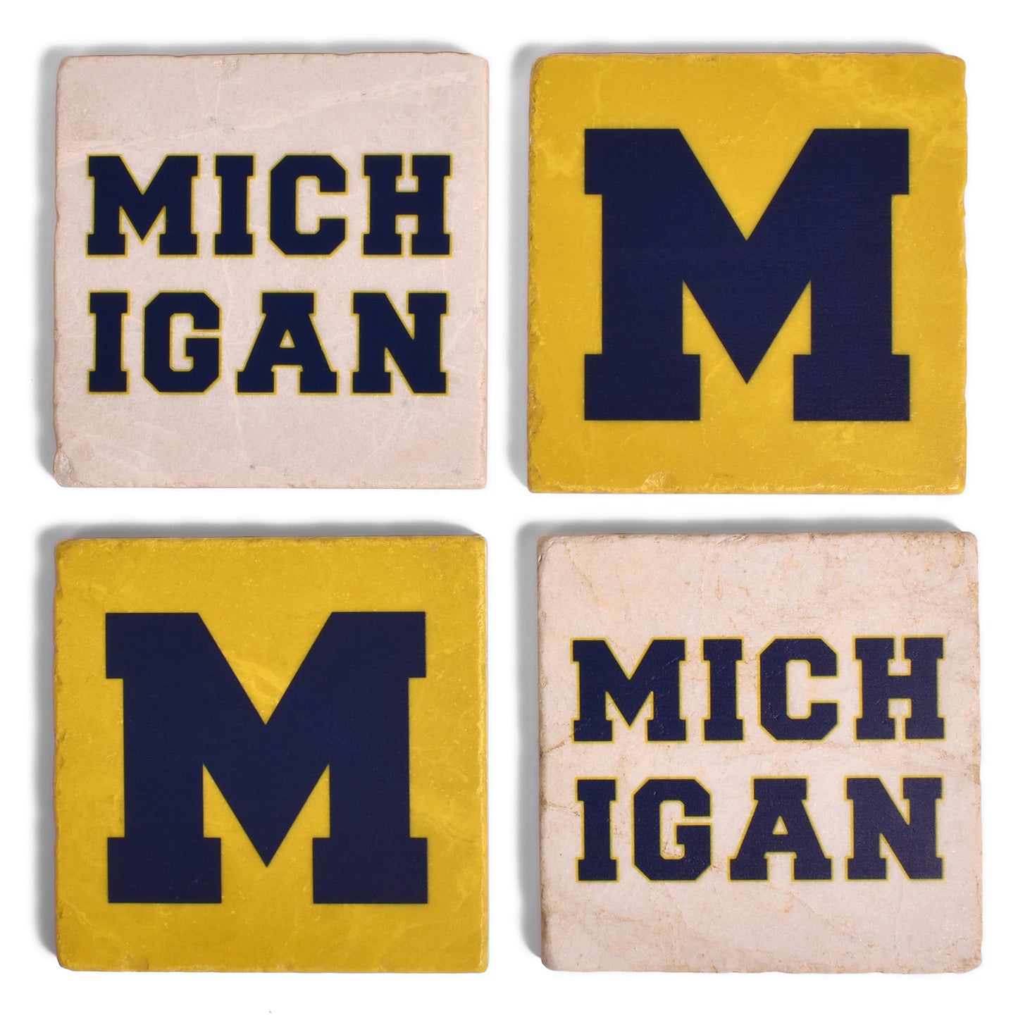 Studio Vertu Michigan State Tumbled Marble Coasters, Set of 4