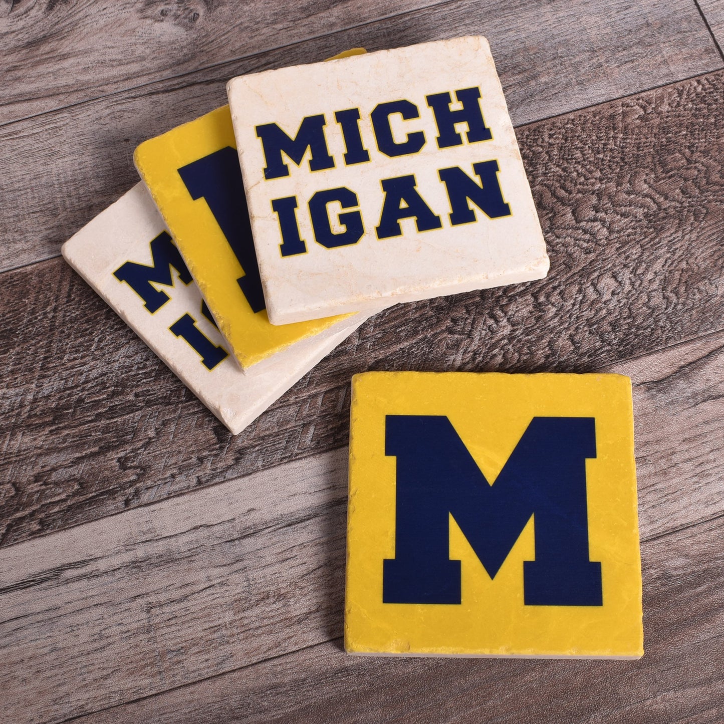 Studio Vertu Michigan State Tumbled Marble Coasters, Set of 4