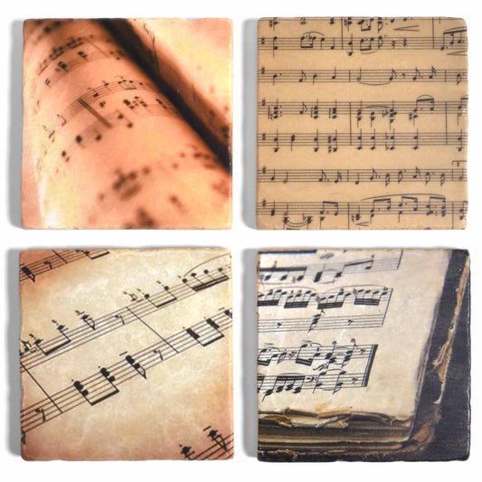 Studio Vertu Sheet Music Tumbled Marble Coasters, Set of 4
