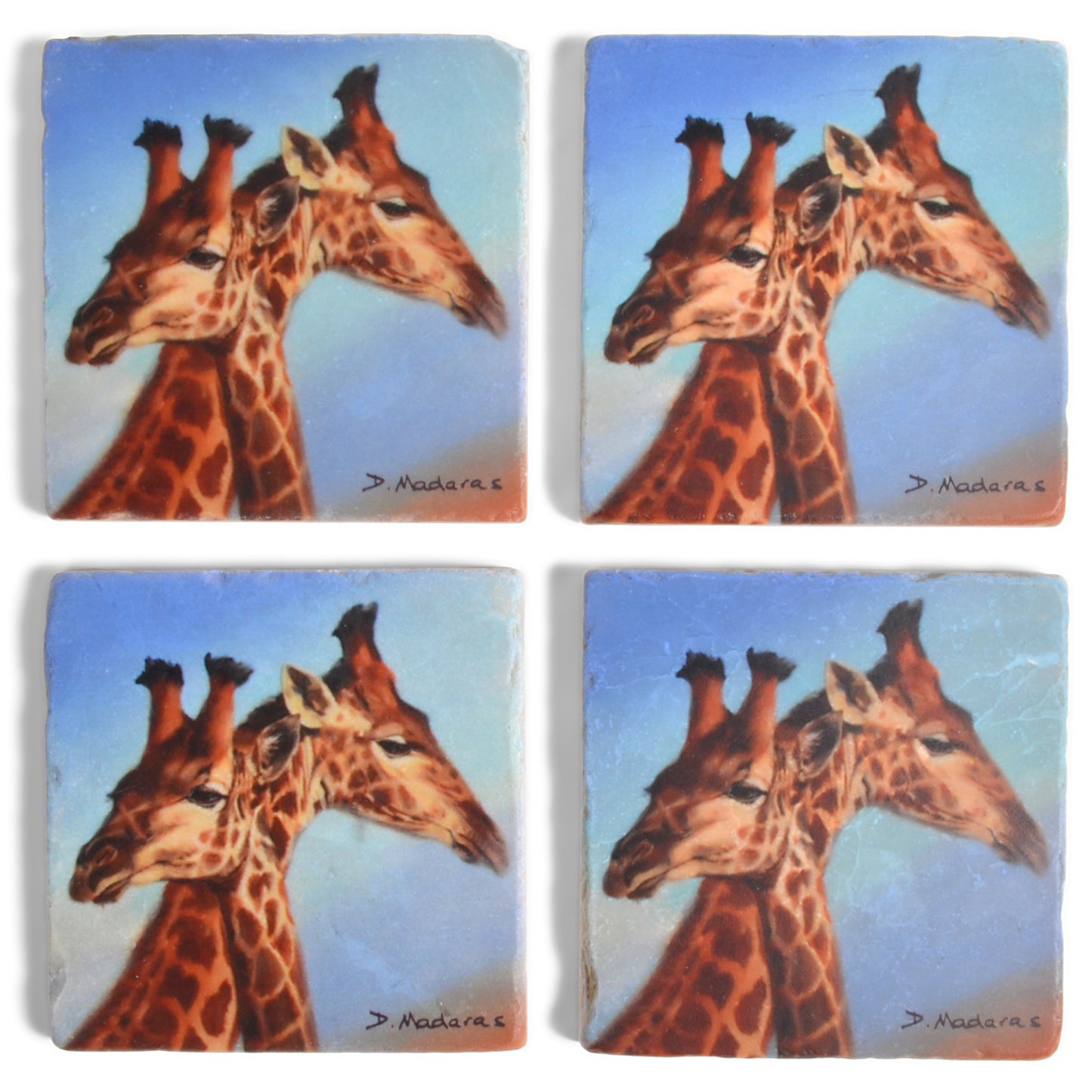 Studio Vertu Long Necks by D. Madaras Giraffe Marble Coasters, Set of 4