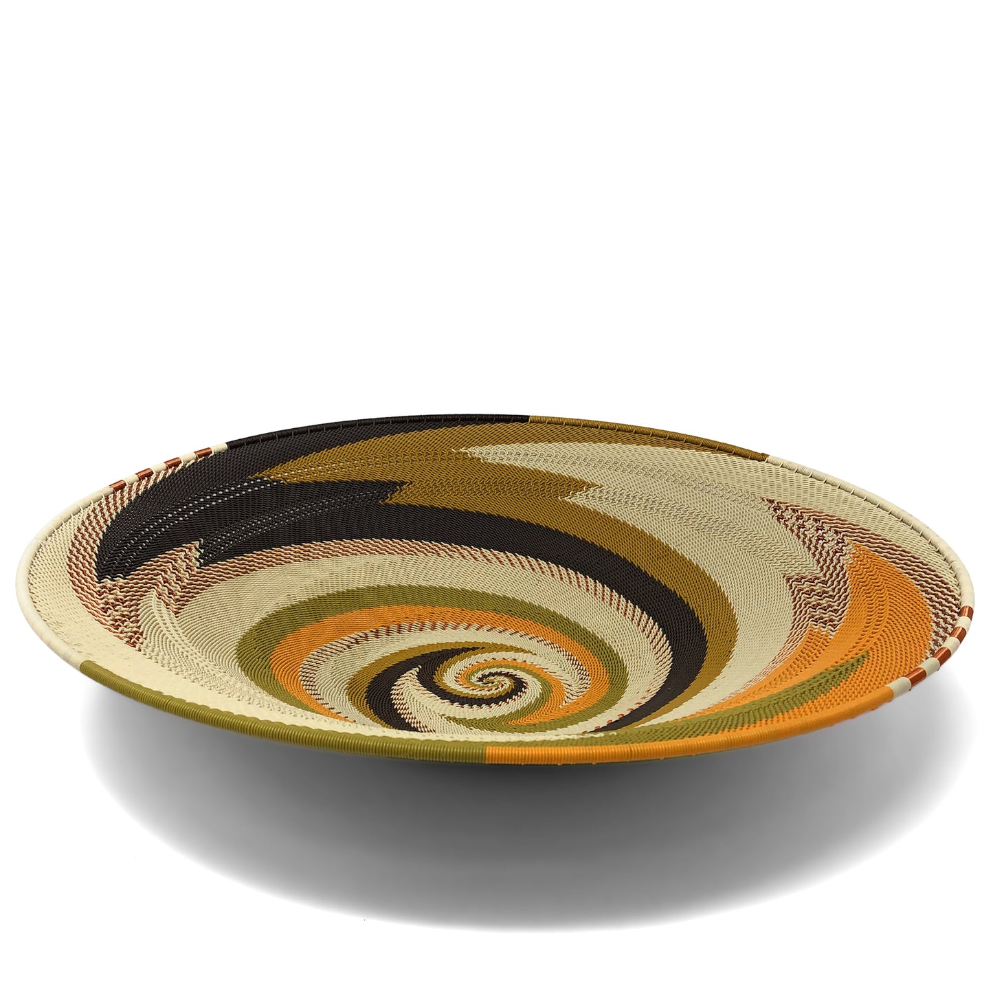 Fair Trade Zulu Telephone Wire 16-inch Platter Basket, African Earth