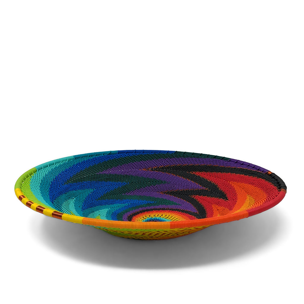 Fair Trade Zulu Telephone Wire 8" Platter Basket, African Spirit The