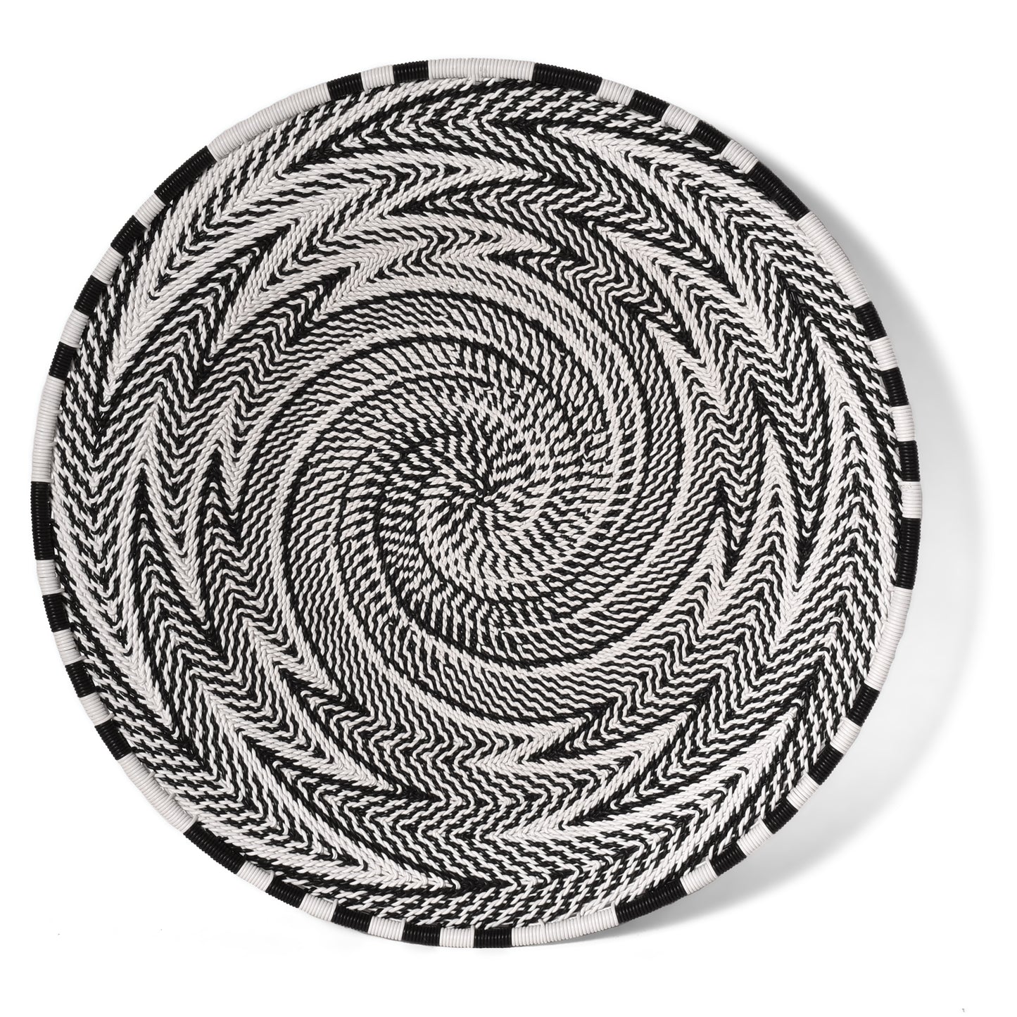 Fair Trade 9" Shallow Handwoven Zulu Wire Basket, African Eclipse