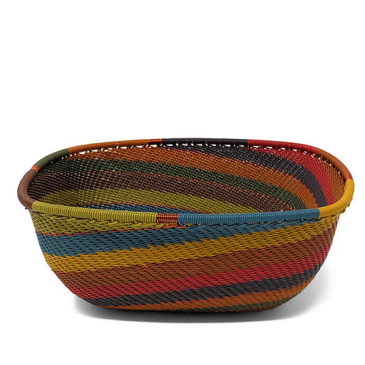 African Fair Trade Zulu Telephone Wire 6.5-inch Square Bowl, Painted Desert