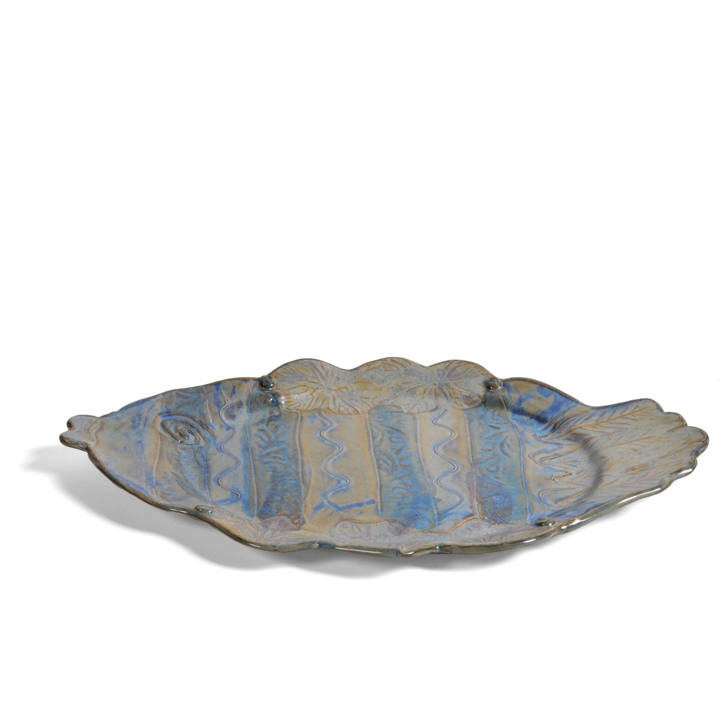 Terry Acker Pottery 15-inch Fish Platter, Blue/Multi