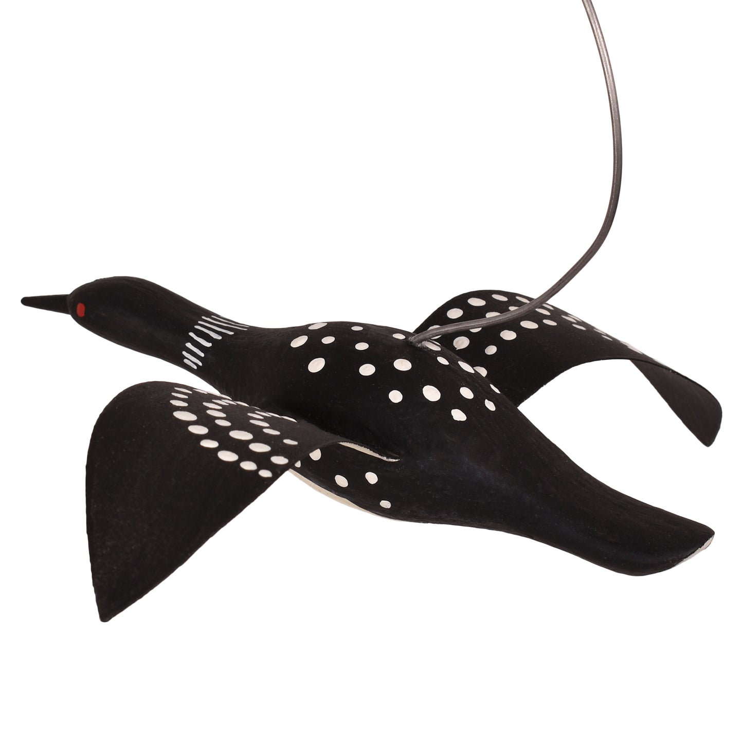 The Painted Bird by Richard Morgan Loon Wooden Hanging Decoy with Metal Wings