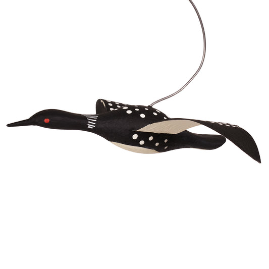 The Painted Bird by Richard Morgan Loon Wooden Hanging Decoy with Metal Wings