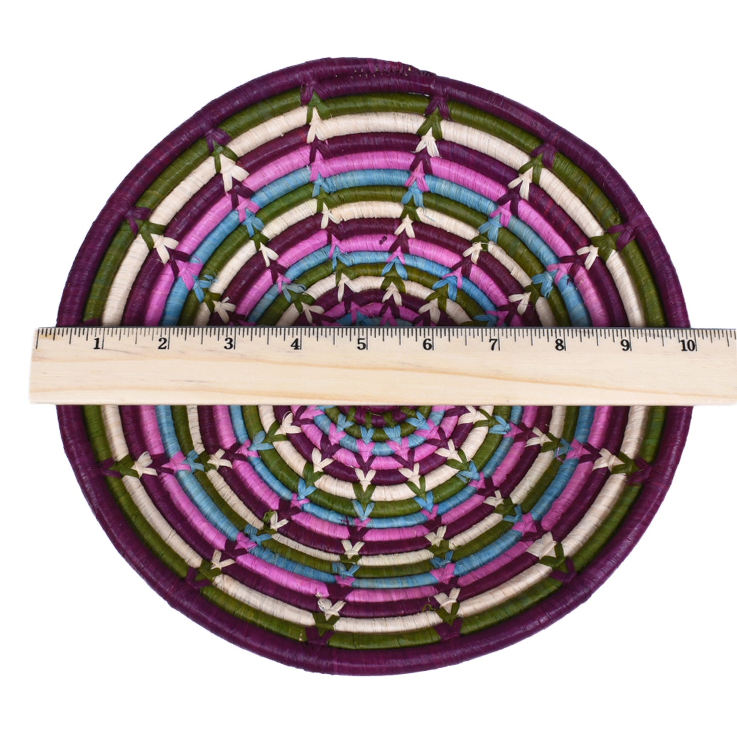 Ugandan Fair Trade Flower Garden Handwoven Basket, Purple/Multi, Small