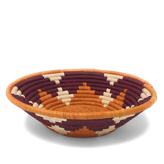 African Fair Trade Handwoven Raffia Basket, Small, Sweet Potato and Sorghum