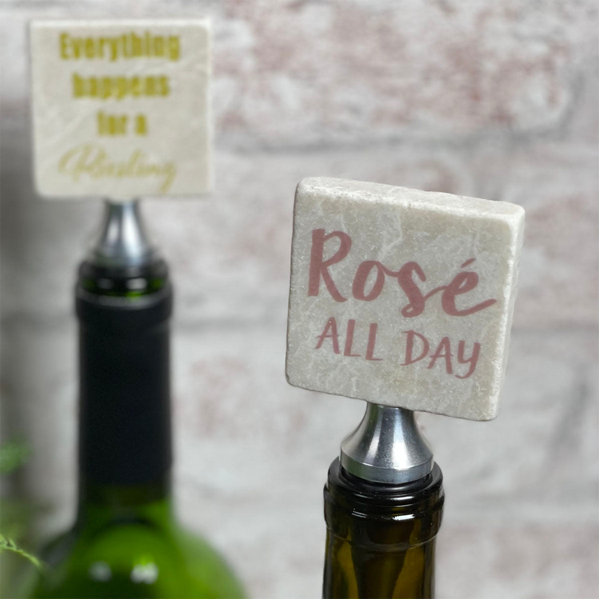 Studio Vertu Humorous Wine Quotes Tumbled Marble Bottle Stoppers, Set of 4