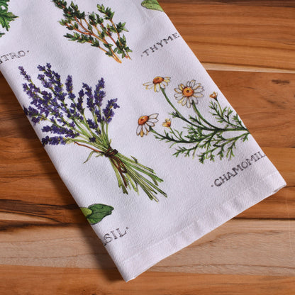 Sally Eckman Roberts Field Guide Herbs 100% Cotton Flour Sack Kitchen Towel