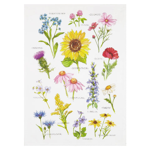 Wildflower Field Guide by Sally Eckman Roberts 100% Cotton Flour Sack Kitchen Towel