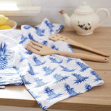 Sally Eckman Roberts Blue Pineapple 100% Cotton Flour Sack Kitchen Towel