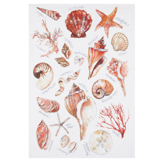 Sally Eckman Roberts Seashell Guide 100% Cotton Flour Sack Kitchen Towel