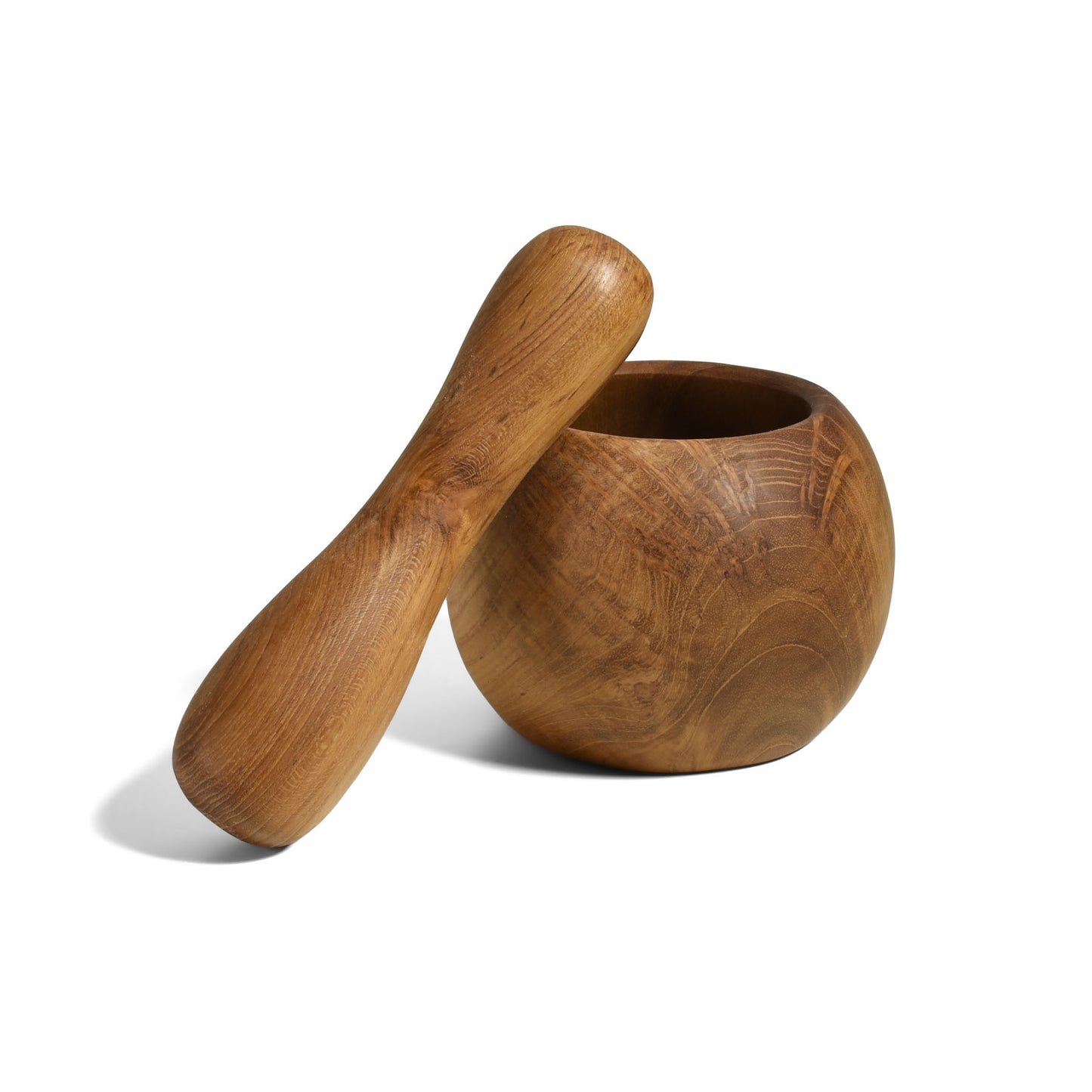 Teak Wood Round Mortar and Pestle
