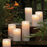 LIGHTLi Realistic Moving Flame Advanced Battery-Operated LED Outdoor IPX4 Pillar Candle, Ivory, 3-1/2" X 8-1/2"