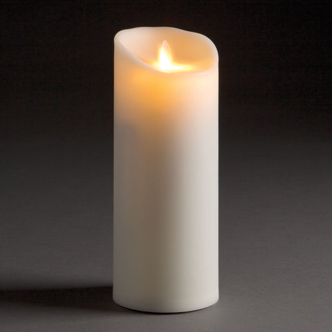 LIGHTLi Realistic Moving Flame Advanced Battery-Operated LED Outdoor IPX4 Pillar Candle, Ivory, 3-1/2" X 8-1/2"