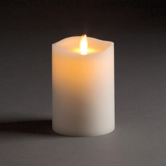 LIGHTLi Moving Flame Advanced Battery-Operated LED Indoor Wax Pillar Candle, 3" x 4-1/2", Ivory