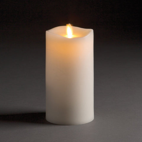 LIGHTLi Moving Flame Advanced Battery-Operated LED Indoor Wax Pillar Candle, 3-1/2" x 7", Ivory