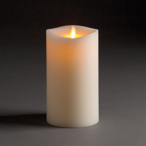 LIGHTLi Moving Flame Advanced Battery-Operated LED Indoor Wax Pillar Candle, 4" x 7", Ivory