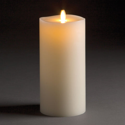 LIGHTLi Moving Flame Advanced Battery-Operated LED Indoor Wax Pillar Candle, 4" x 8-1/2", Ivory